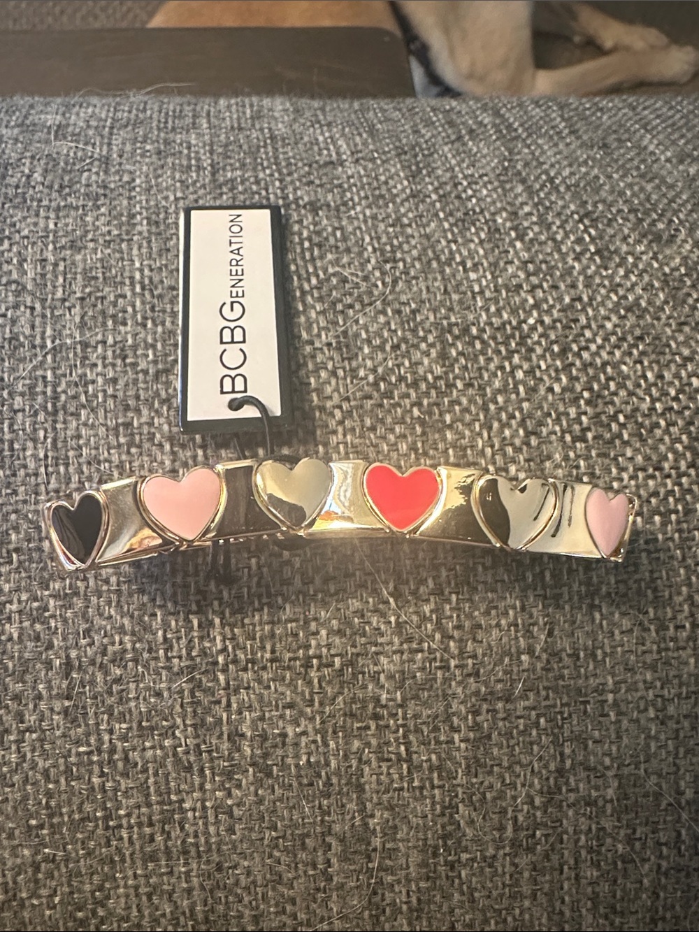 BCBGeneration Gold Heart Barrette with Pink, Red & Black Accents